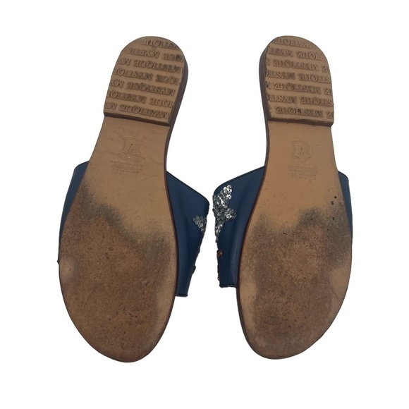 Mystique Blue Gold Silver Sequin Star Flip Flop Sandals Size 7 Women’s - Picture 10 of 10